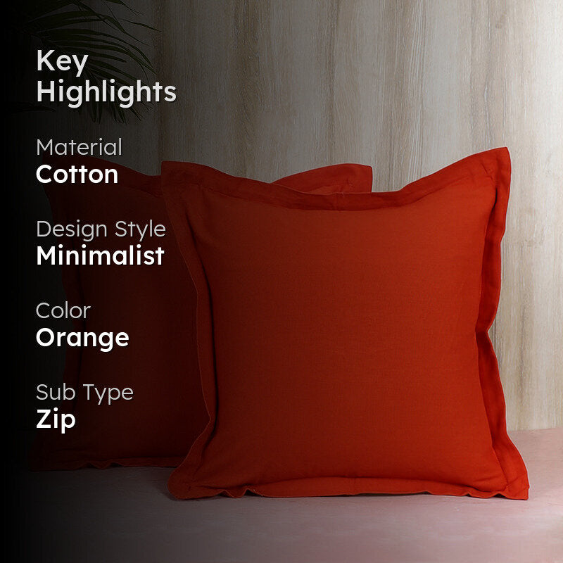 Swayam Tona Printed Cushion Cover (Orange) - Set of Two image 2