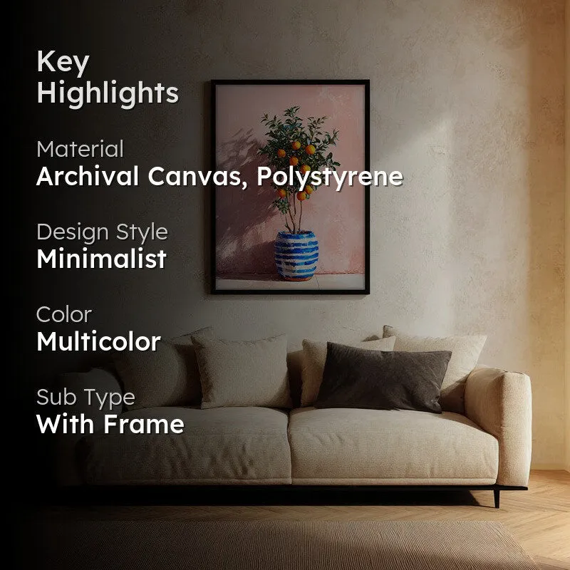 Sunlit Citrus Canvas Wall Painting - Black Frame media 2