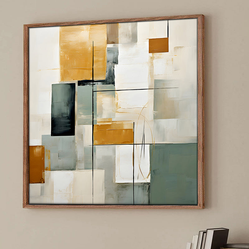 Abstract Cuboids Canvas Wall Art With Frame - Brown media 2