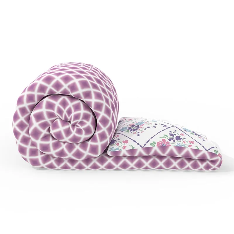 Galahad Reversible Geometric Comforter (Purple) - 120 GSM media 7