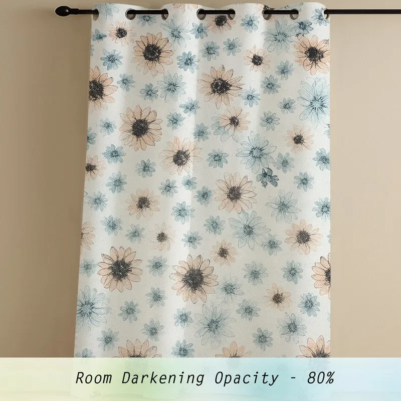 FloriBelle Cotton Curtain - Peach, Blue media 3