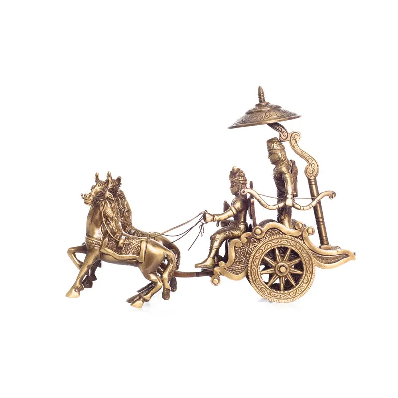 Mahabharatha Brass Krishna Arjuna Showpiece media 4