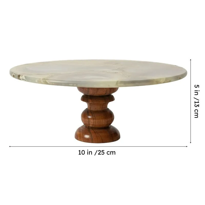 Emora Handcrafted Agate Cake Stand - Beige media 6