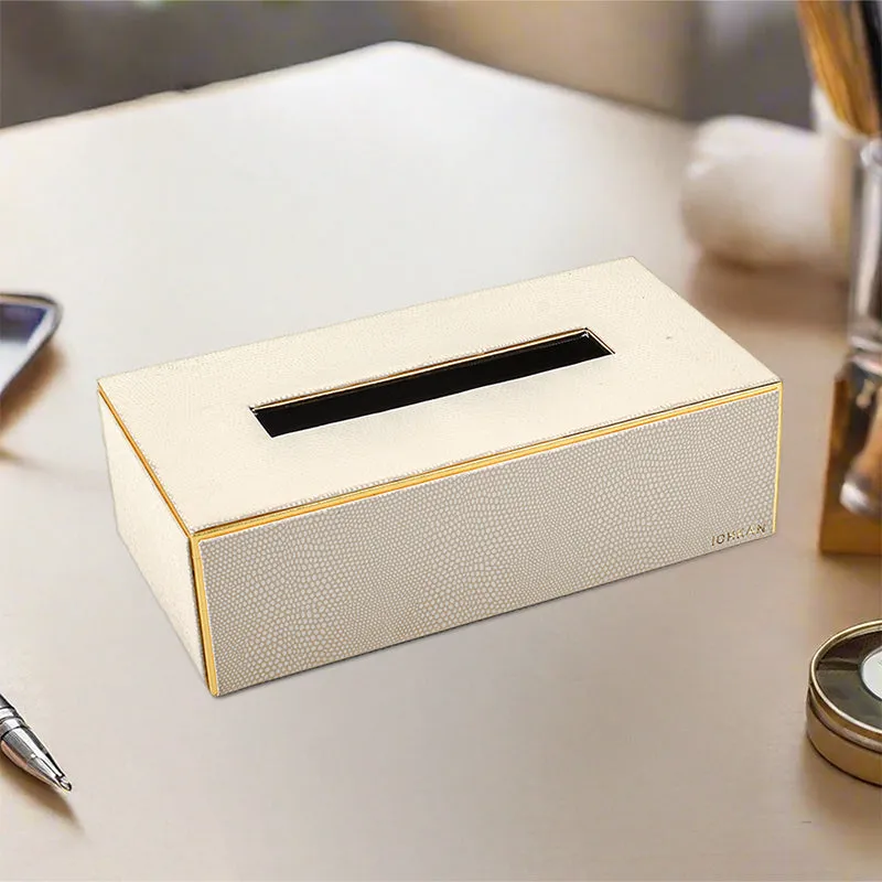 Tisquo Edge Faux Leather Tissue Box - Ivory media 1