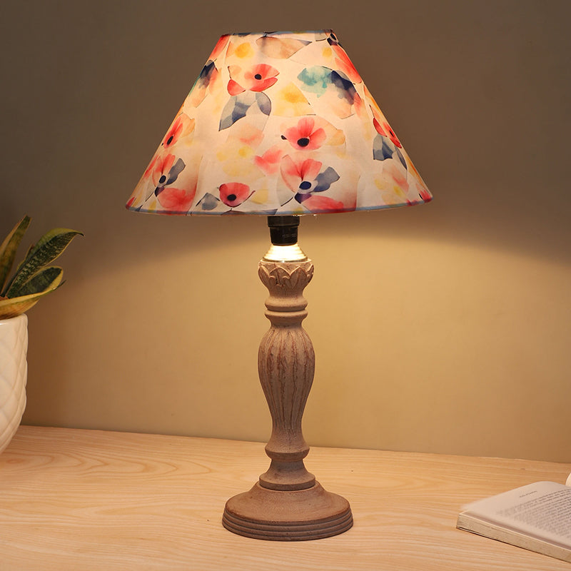 Luna Borealis Sabi Printed Mango Wood Table Lamp - Multicolor