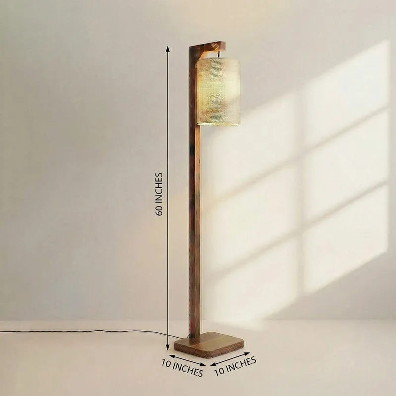 Colchis Wooden Floor Lamp With Fabric Shade media 9