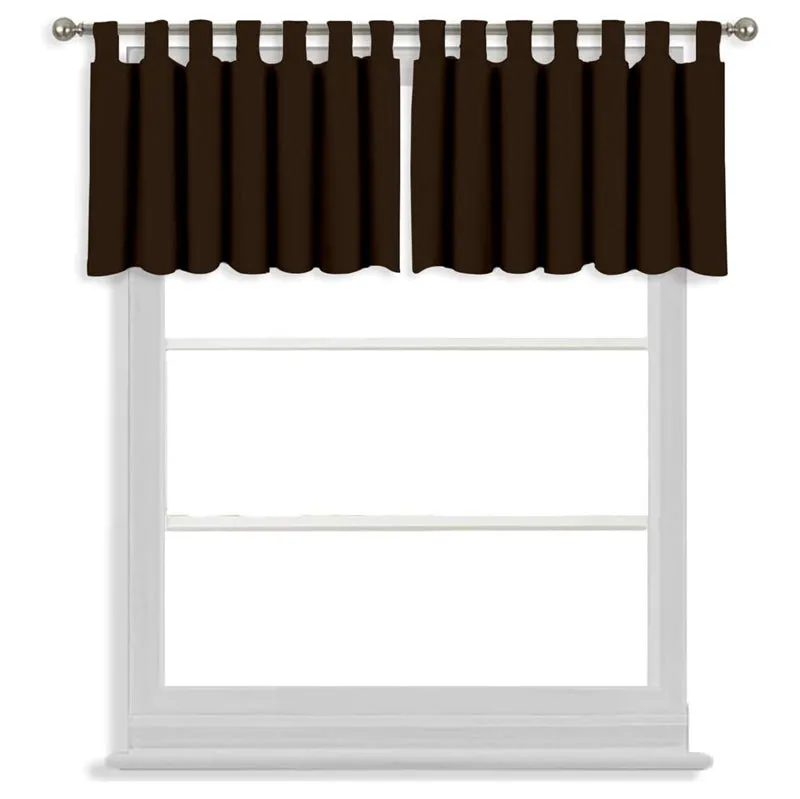 Tab Tale Flat Curtain Valance (Cocoa Brown) - Set Of Two - 3