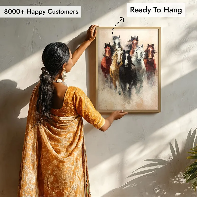 Unbridled Force Horse Wall Painting With Brown Frame media 8