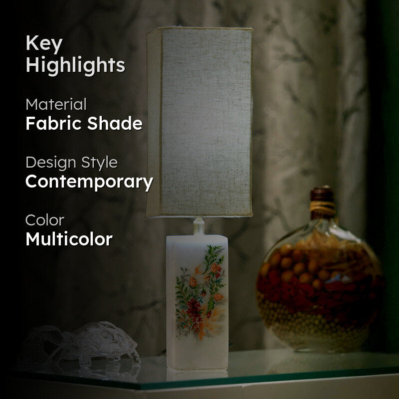 Glimmer Glam Floral Fabric Table Lamp - Multicolor media 2