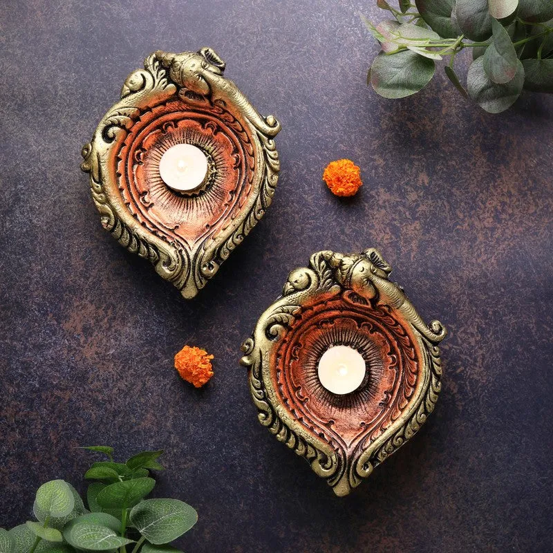 Elephant Grace Diya - Set Of Two media 1
