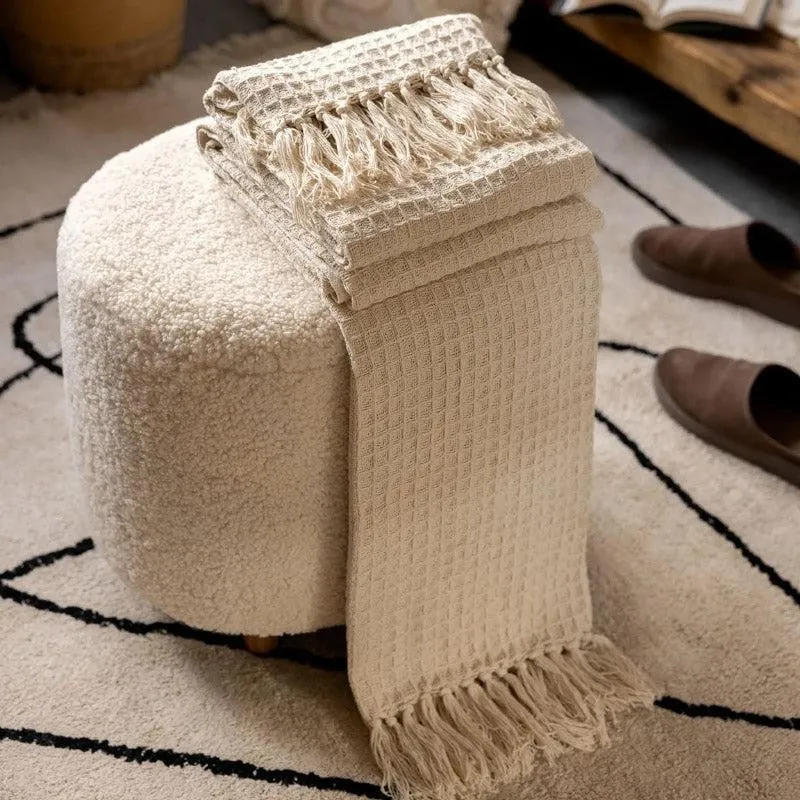 Sona Cotton Plaid Throw - Ivory media 1