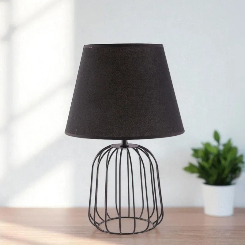 AarviDecor Valen Designer Fabric Table Lamp - Black media 5