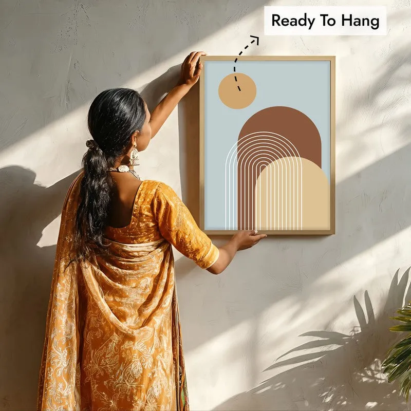 Rhythm Lines Canvas Wall Painting With Brown Frame media 7