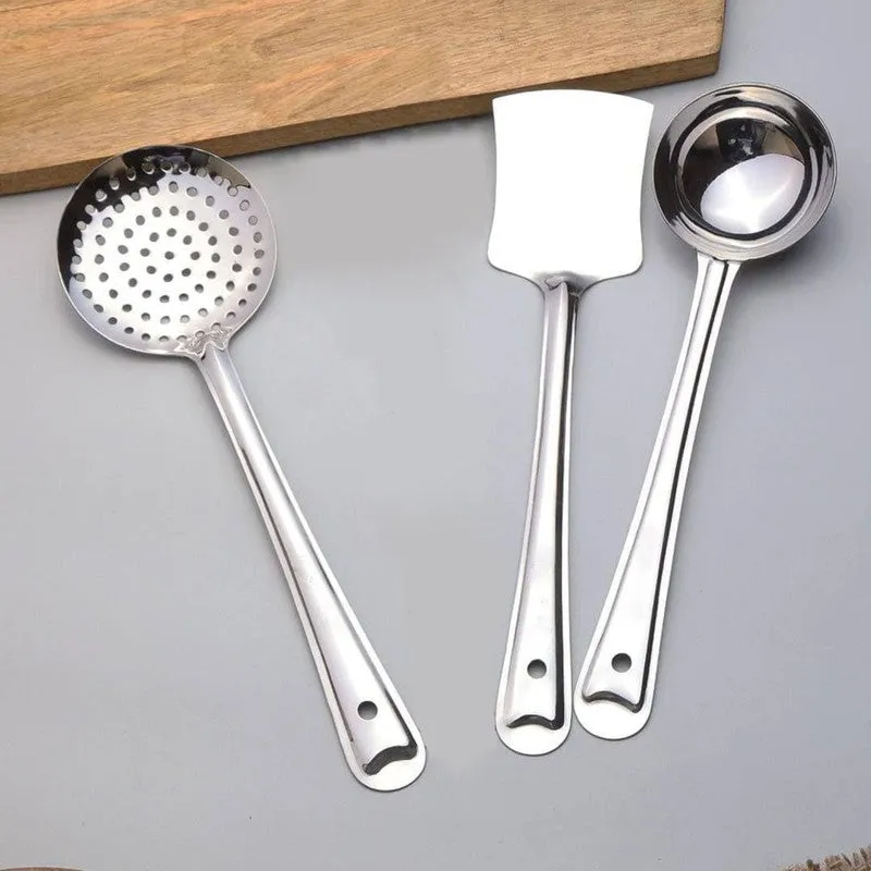 Elegant Silver Stainless Steel Kitchen Utensil - Set Of Three media 4