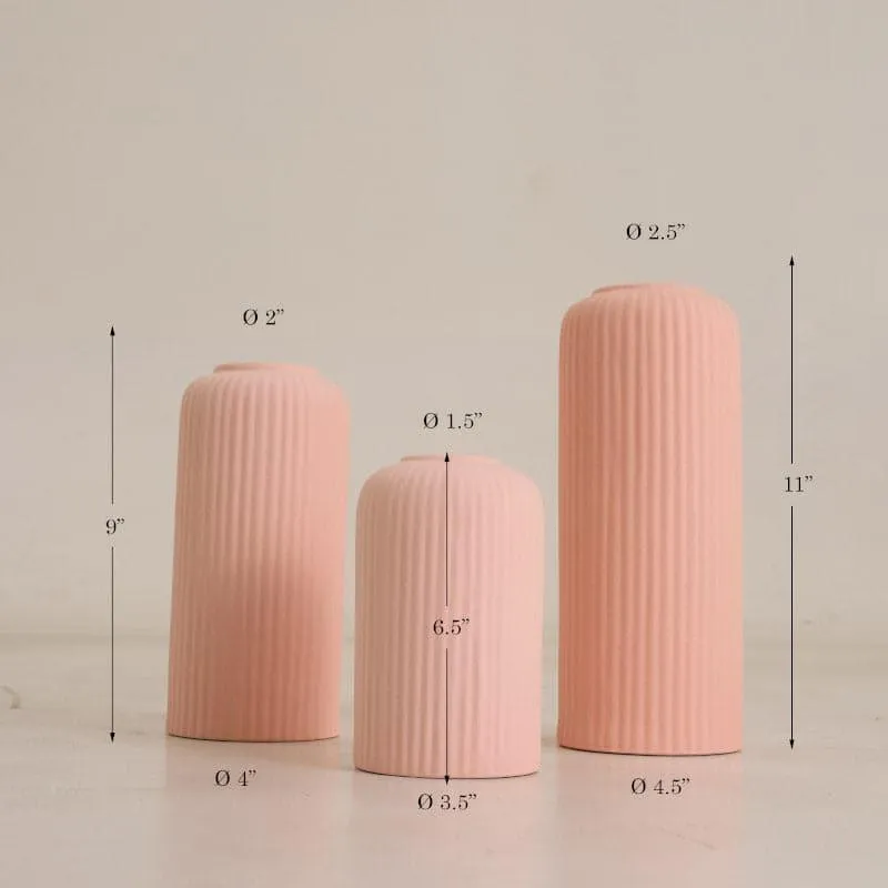 Miso Ribbed Vase (Pink)- Set Of Three media 4