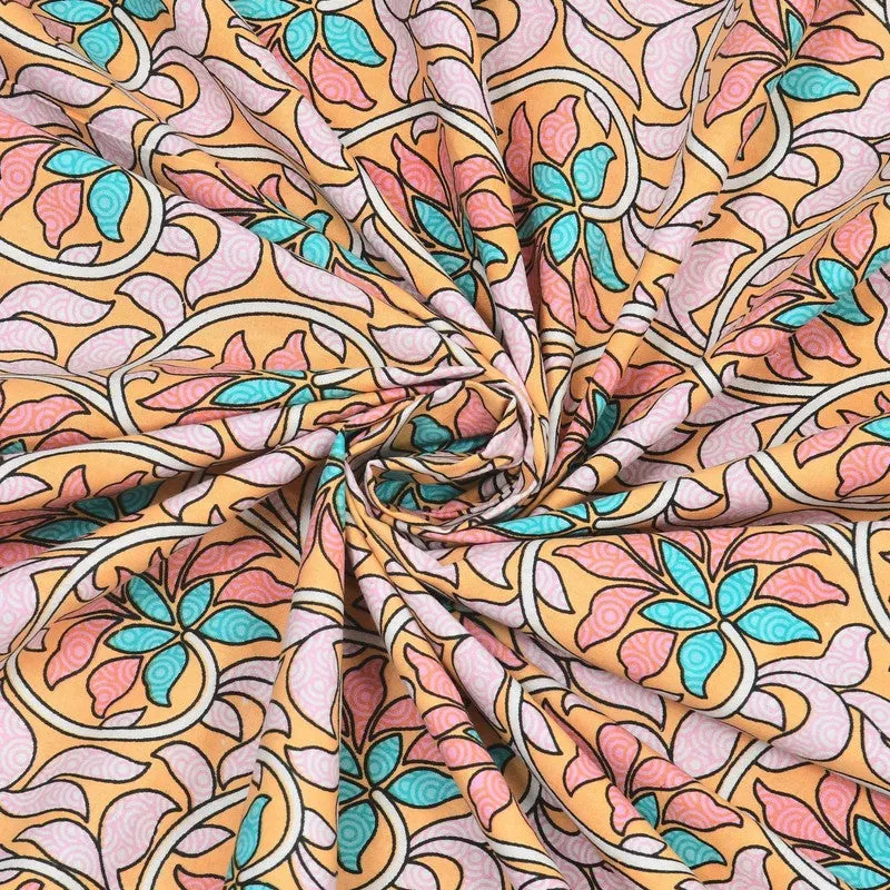 Rangva Cotton Bedsheet (Peach,Blue) - 240 TC media 5