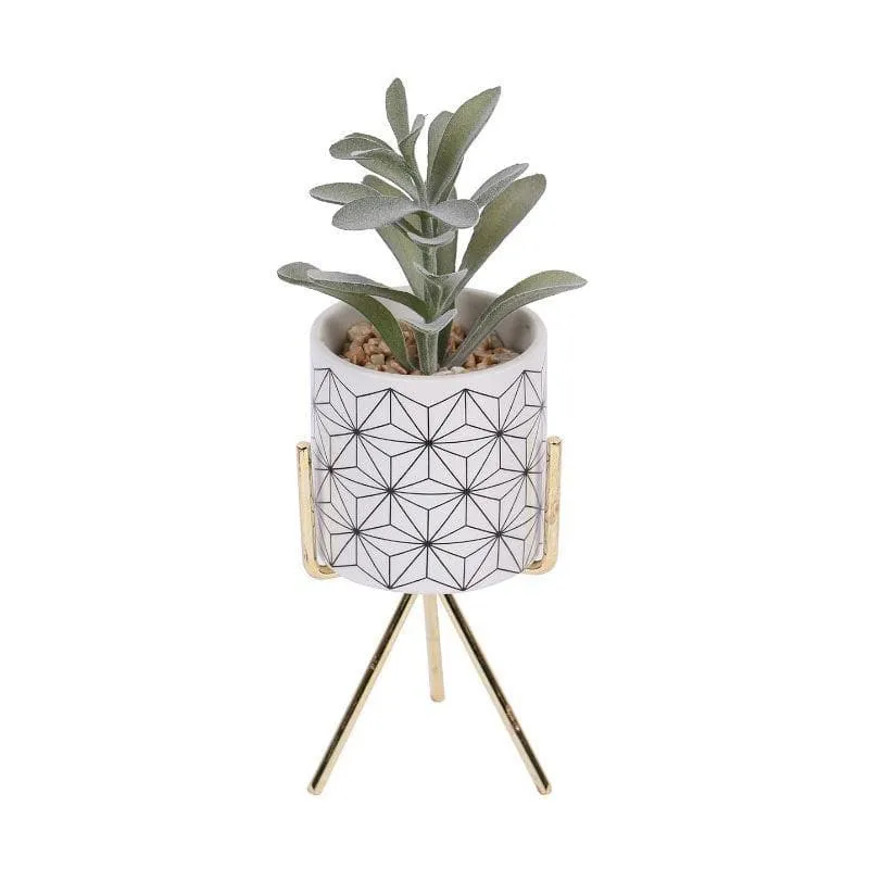 Faux Succulent In Minimalist Pot With Tripod - 23.5 cms media 3