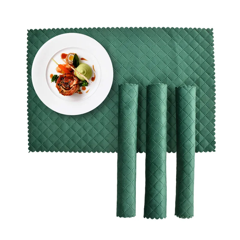Osric Velvet Quilted Placemat (Bottle Green) - Set Of Six media 1