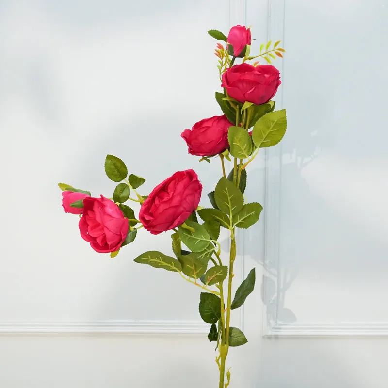 Faux Peony Flower Stick (Dark Pink) - 35 CM media 3