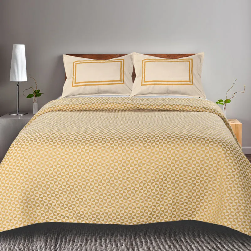 Saral Home Firki Cotton Bedsheet (Yellow) - 224 TC media 1