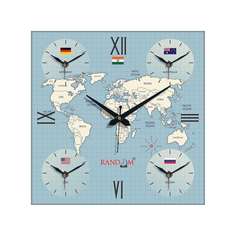 Around The World In 24 Hours Wall Clock - Blue media 3