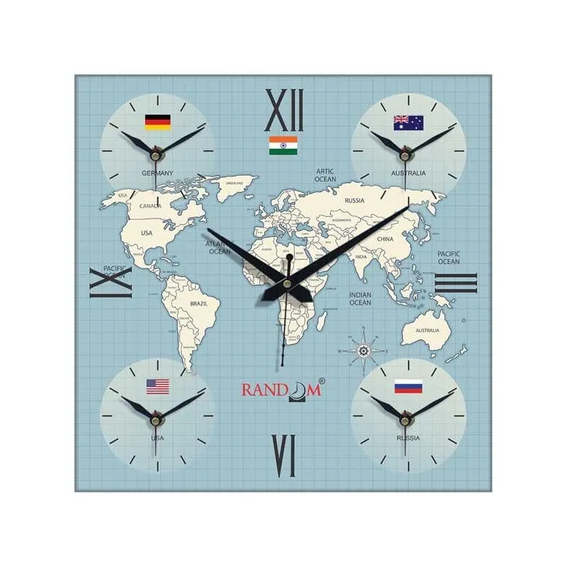 Around The World In 24 Hours Wall Clock - Blue media 3