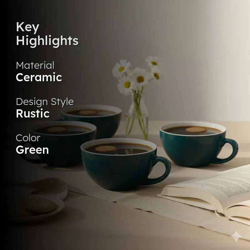 Home Ceramic Tea Cup (240 mL Each) - Set Of Four media 2