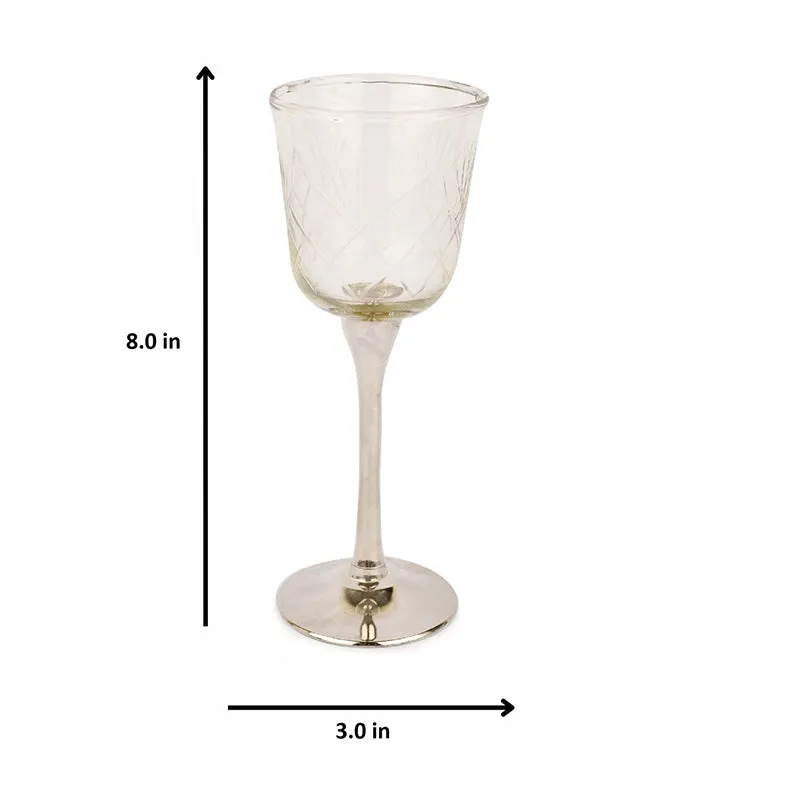 Saroda Glass & Brass Goblet Wine Glass (Nickel/180 mL) - Set Of Two media 8