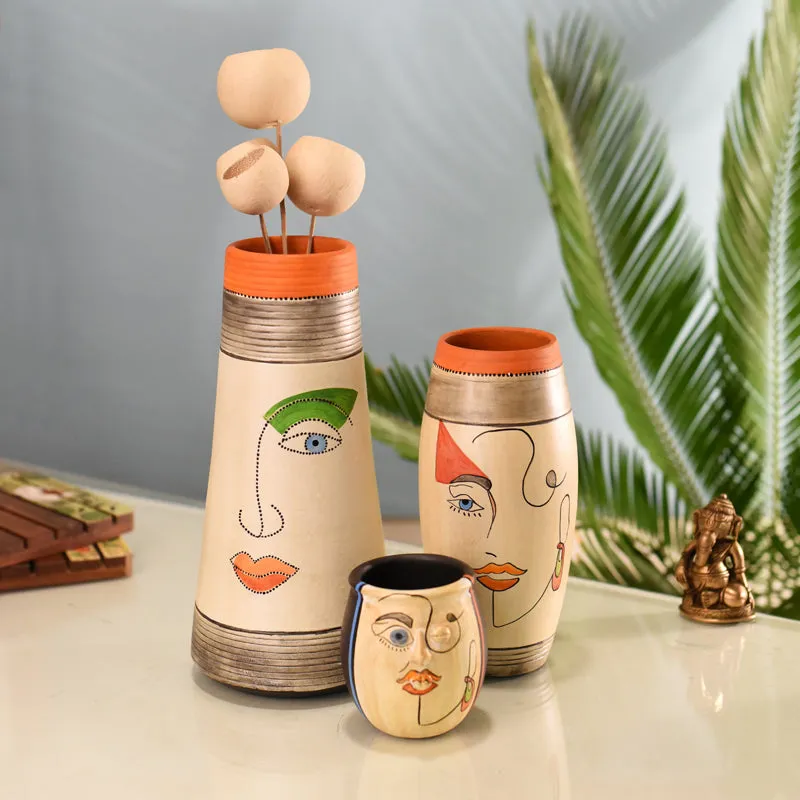 Mohana Terracotta Vase - Set Of Three media 3