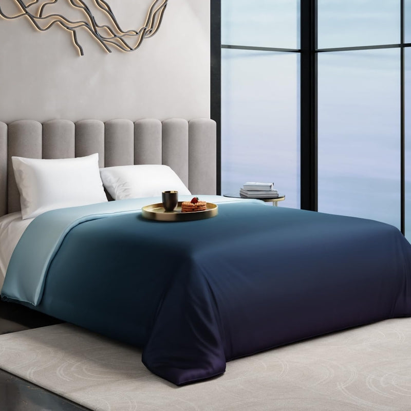 Weavo Printed Satin Comforter (Blue) - 150 GSM