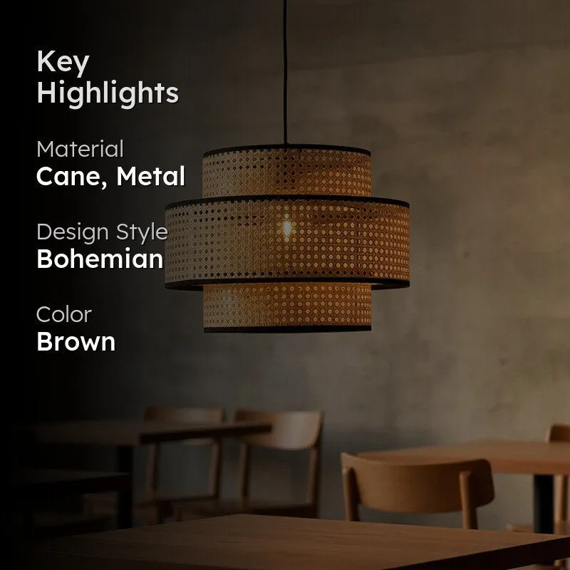 Twin Weave Cane Ceiling Lamp media 2