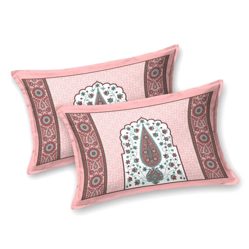 Ethnic Glow Cotton Bedsheet (Pink,Brown) - 120 TC media 4