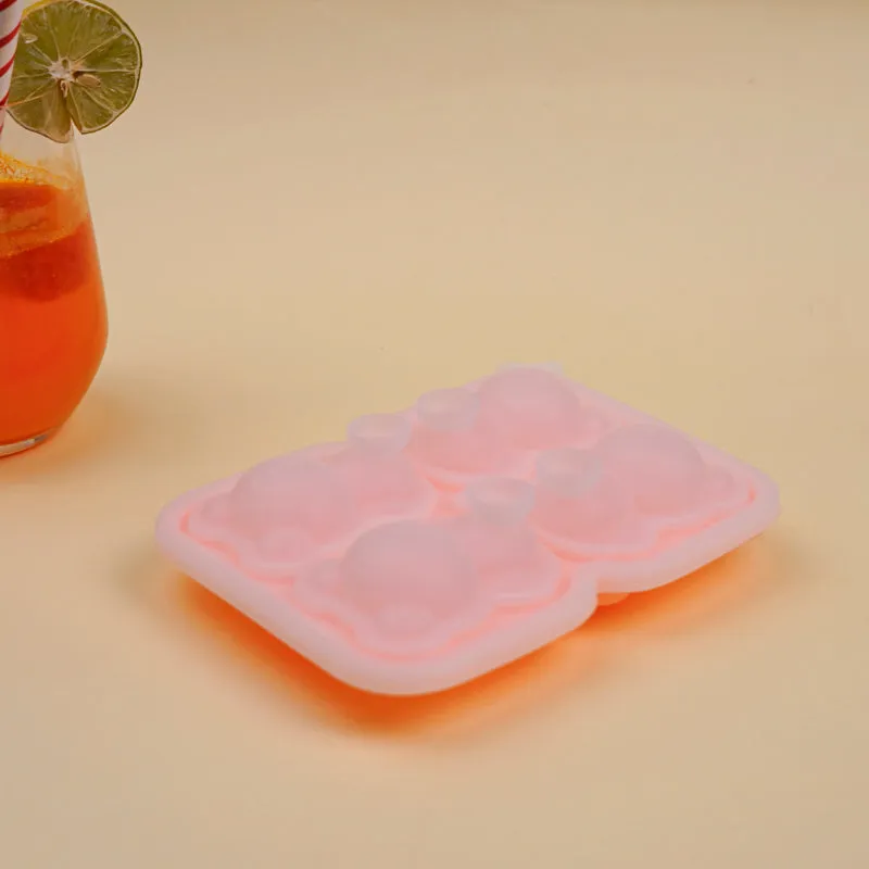 Teddy Silicone 4-Cube Ice Mould - Peach media 3