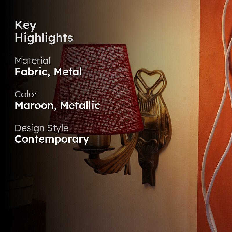 Love Gleam Atva Conical Fabric & Metal Wall Lamp - Maroon media 2