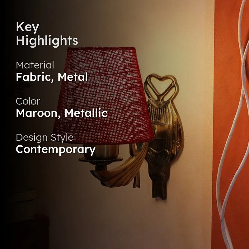 Love Gleam Atva Conical Fabric & Metal Wall Lamp - Maroon media 2