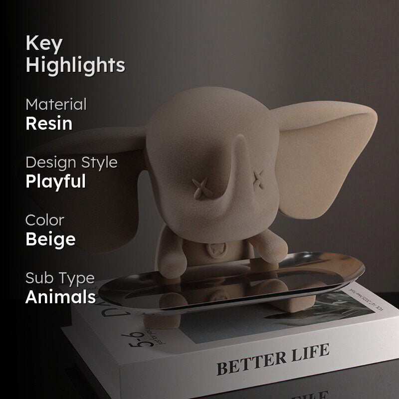 Elephant Tray Showpiece - Beige media 2