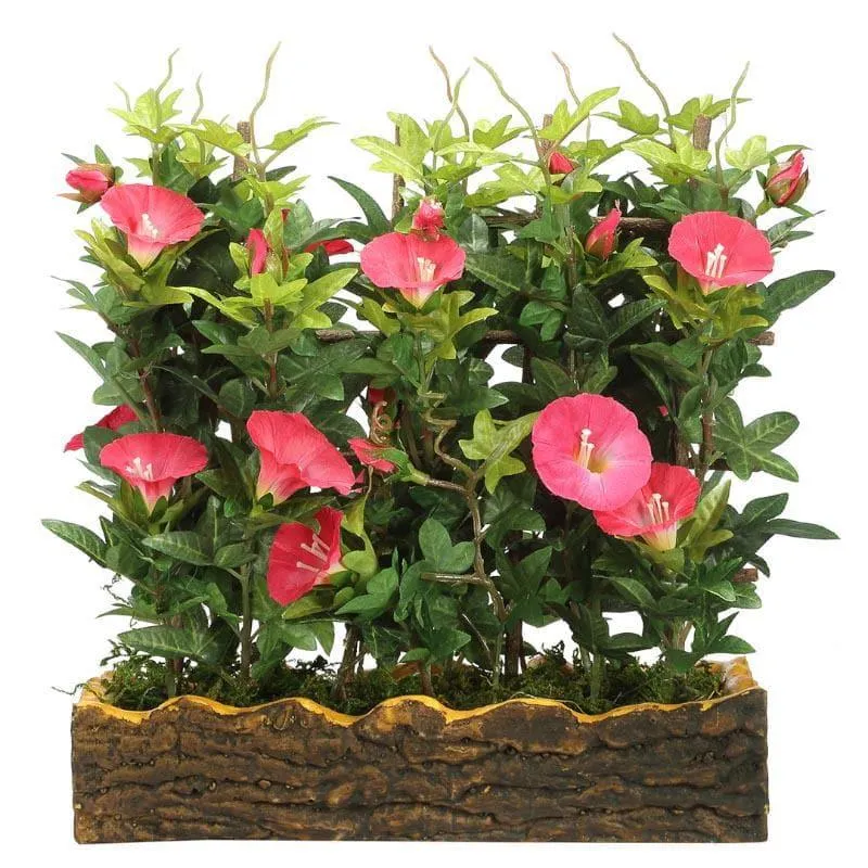 Faux Artificial Morning Glory Bonsai In Plastic Pot (27 cms) - Pink media 4