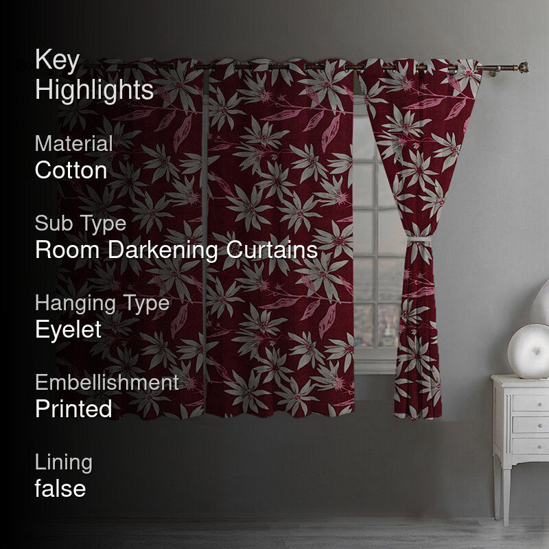 Leaf Cluster Room Darkening Curtain - Set Of Three media 2