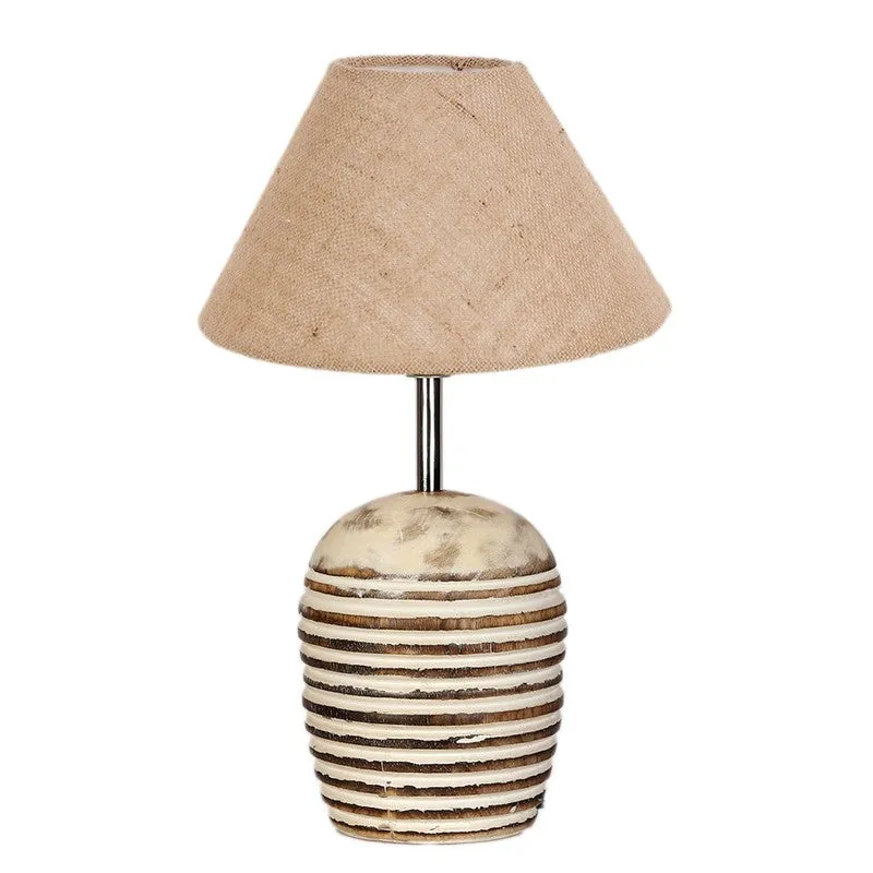 Lumexa Cotton Table Lamp With Wooden Base - Beige media 5
