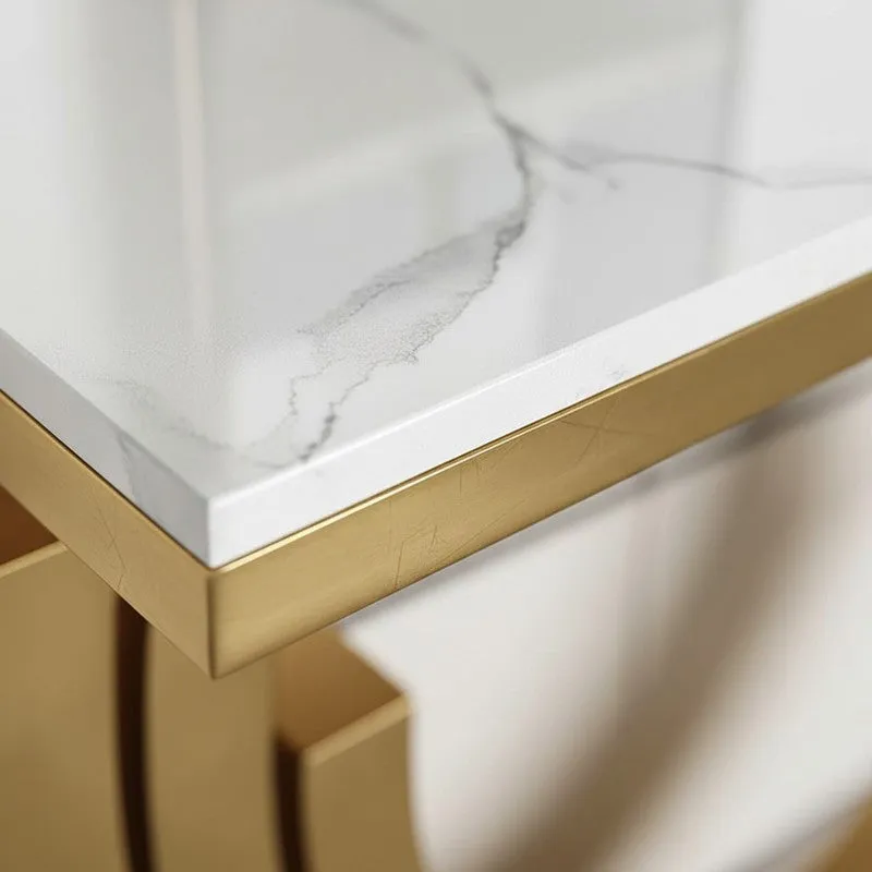 Triple Arc Metal Console Table with Marble Top - Large media 3
