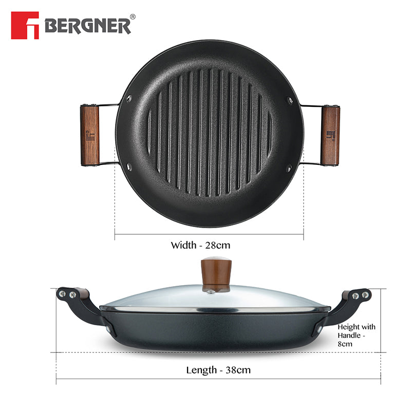 Bergner Ferrocasa Grill Pan With Glass Lid (28 cm) media 9