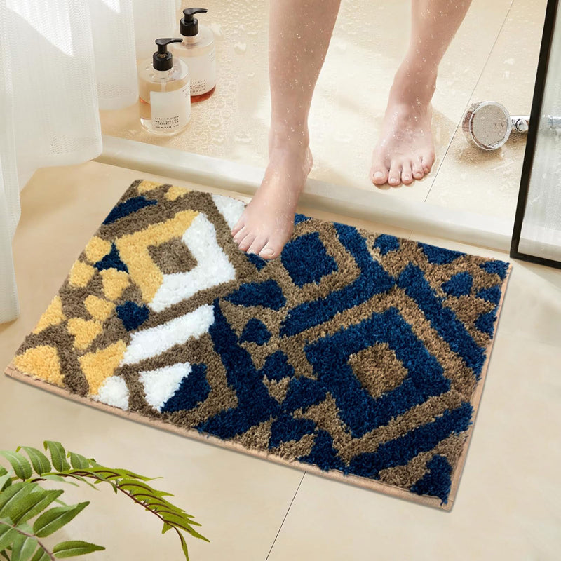 Fluffy Diamonds Microfiber Bath Mat - Blue media 3