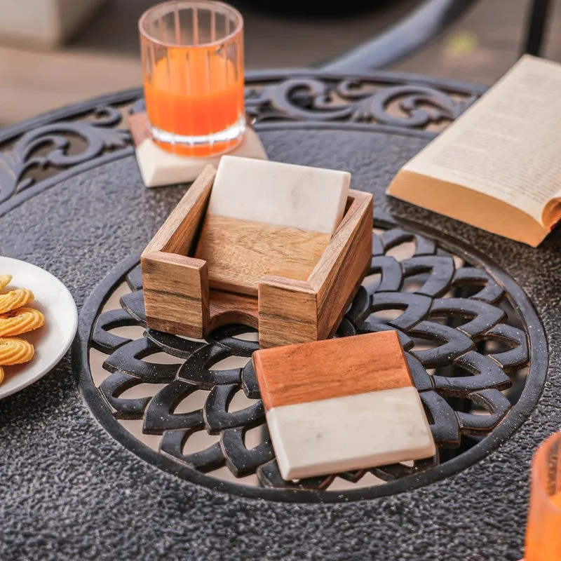 EarthTone Wood & Marble Coasters - Five Piece Set media 5
