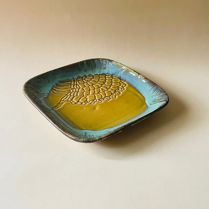 Planar Ceramic Platter - Beige, Teal media 5