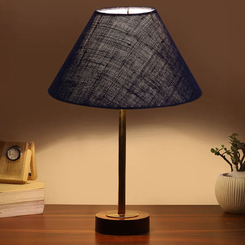 Sienna II Rodin Wooden Table Lamp - Blue,Gold,Brown media 1