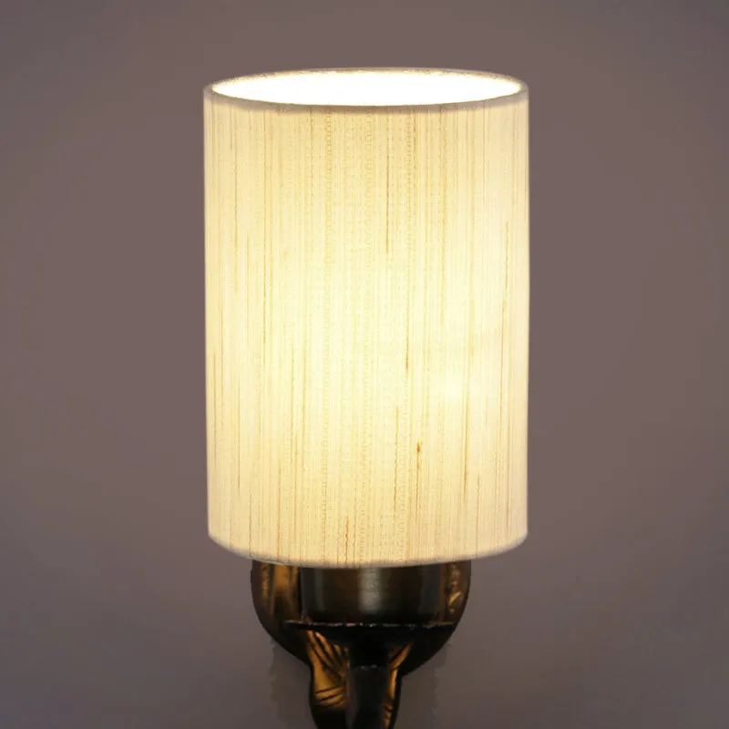 Love Gleam Atva Cylindrical Fabric & Metal Wall Lamp - Off White media 4