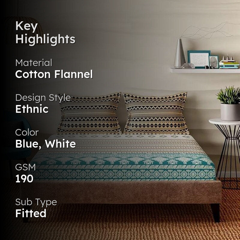Heraum Ethnic Cotton Flannel Bedsheet - 190 GSM media 2