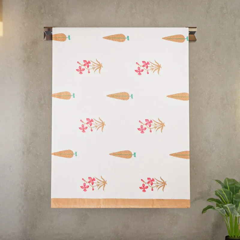 Tropical Bloom Cotton BathTowel - Brown & White media 4