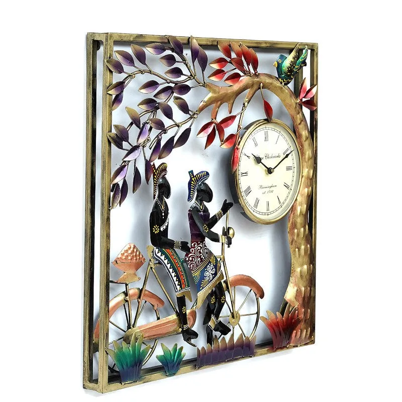 Tribal Couple Frame Artwork Metal Wall Clock media 5