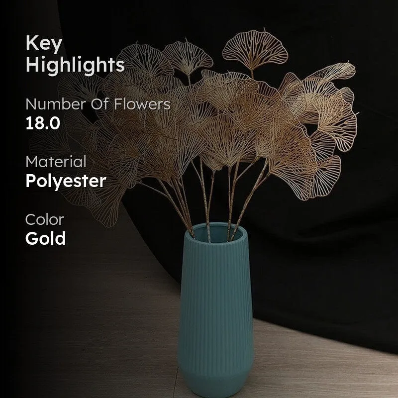 Golden Wishes Polyester Artificial Flower Sticks - Set Of Two media 2